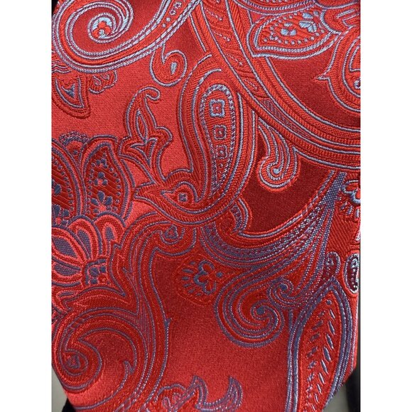 DONALD J. TRUMP MEN'S TIE 100% SILK Red Blue Paisley 61” - Picture 7 of 7
